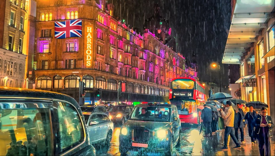 10月秋季雨夜漫步游英国伦敦 从切尔西到骑士桥 拍摄日期：2025.10.20