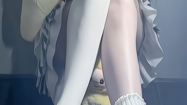 Barefoot stockings over white silk