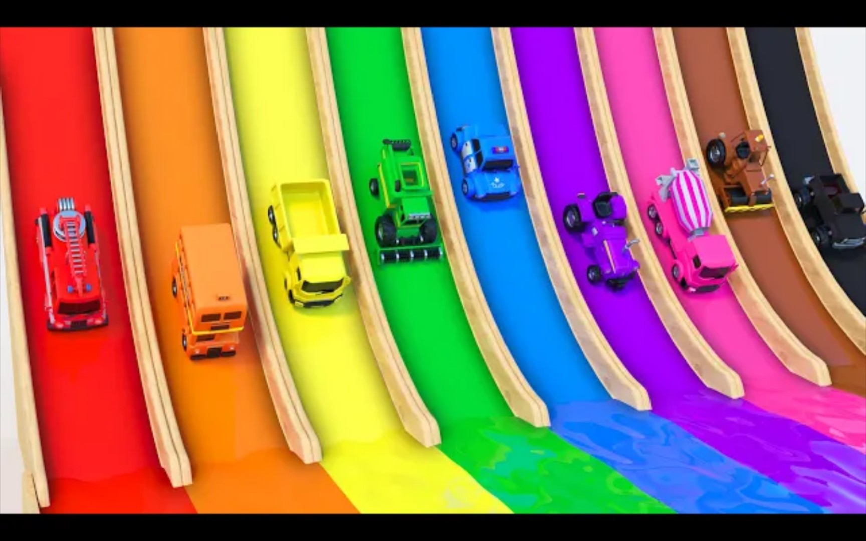儿童益智早教动画，工程车通过颜料变色学习颜色英语启蒙