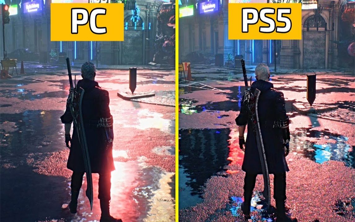 《鬼泣5：特别版》  PC版（无光追）vs PS5版（有光追）  游戏画面对比     4K 60帧视频