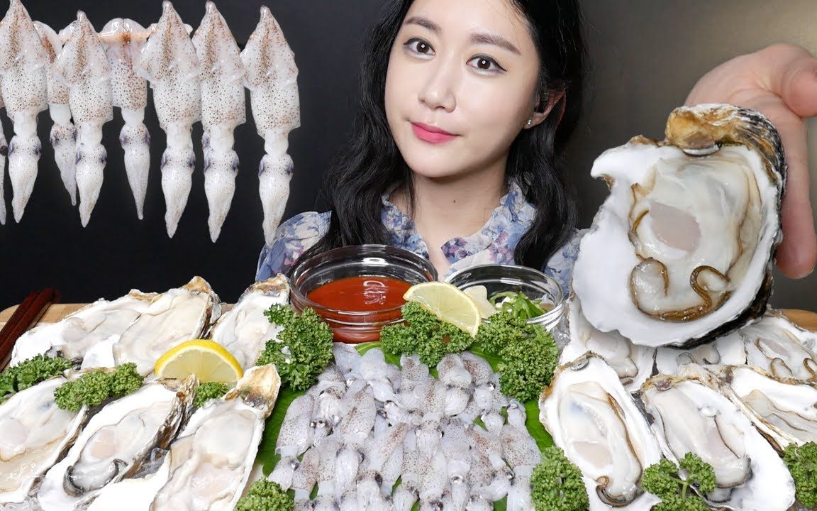 [ONHWA] 生牡蛎和生鱿鱼 咀嚼音!