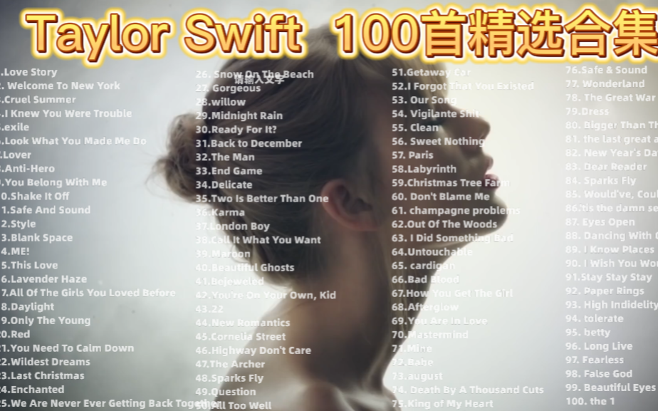 【Taylor Swift】 精选霉霉100首歌曲合集，带歌词，分集播放！