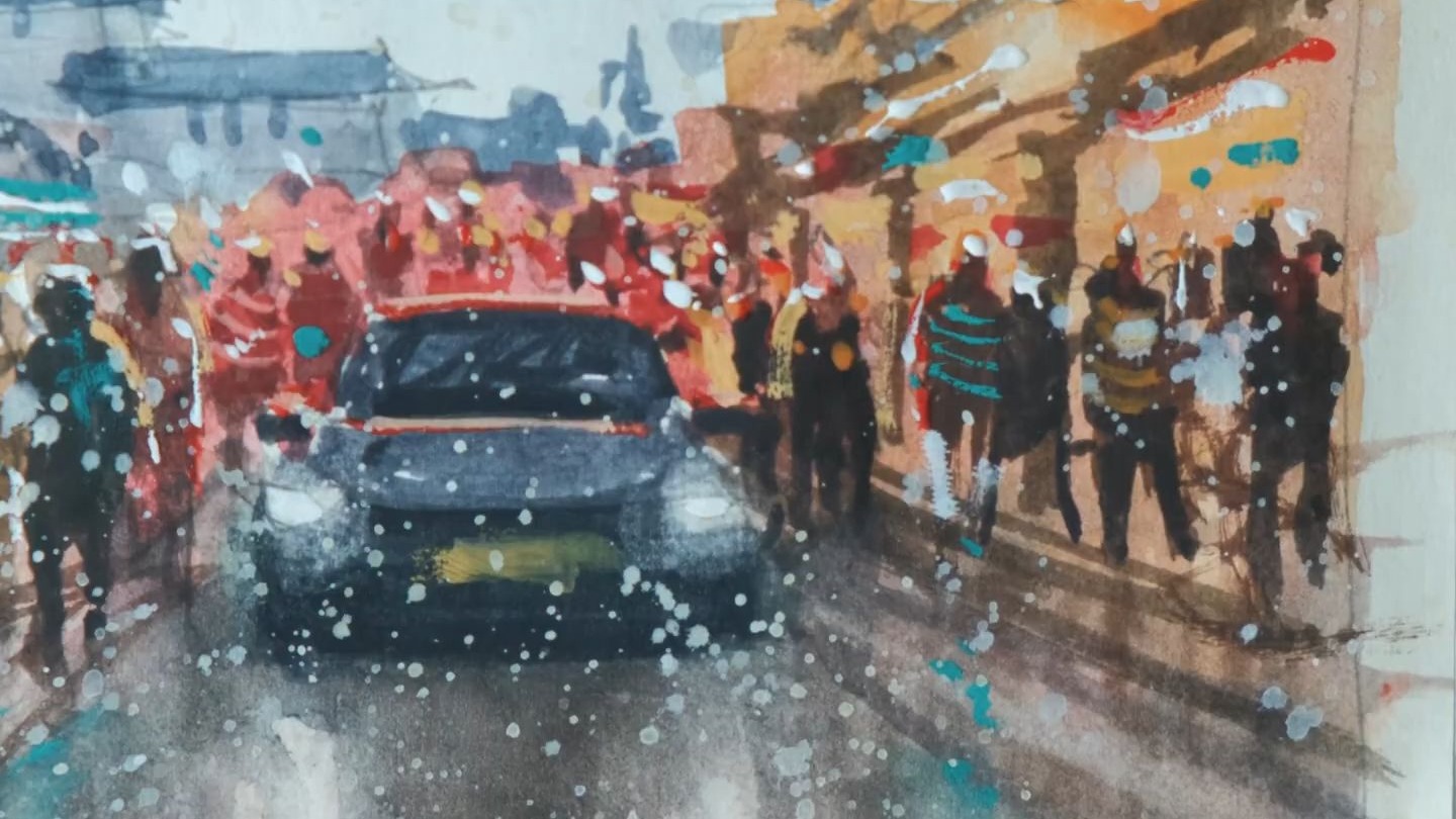 我用晚雨毁了我的A5素描本……或者我没有？ -- Niaz Hannan Watercolors