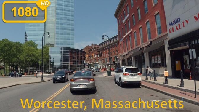 伍斯特，麻省 Driving in Worcester, Massachusetts - 行车旅游Vlog