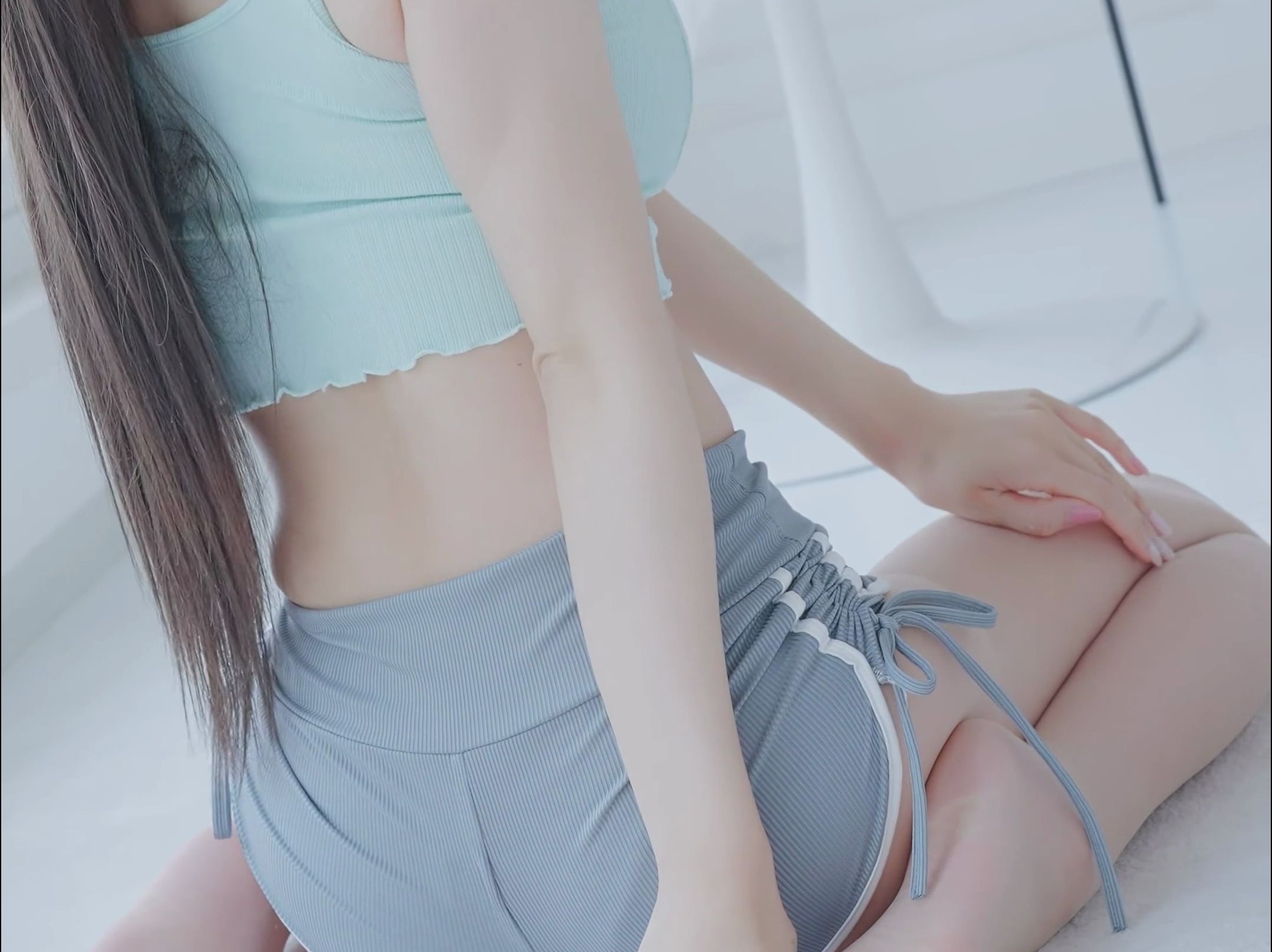 Miss KYUL's at-home gym shorts outfit
