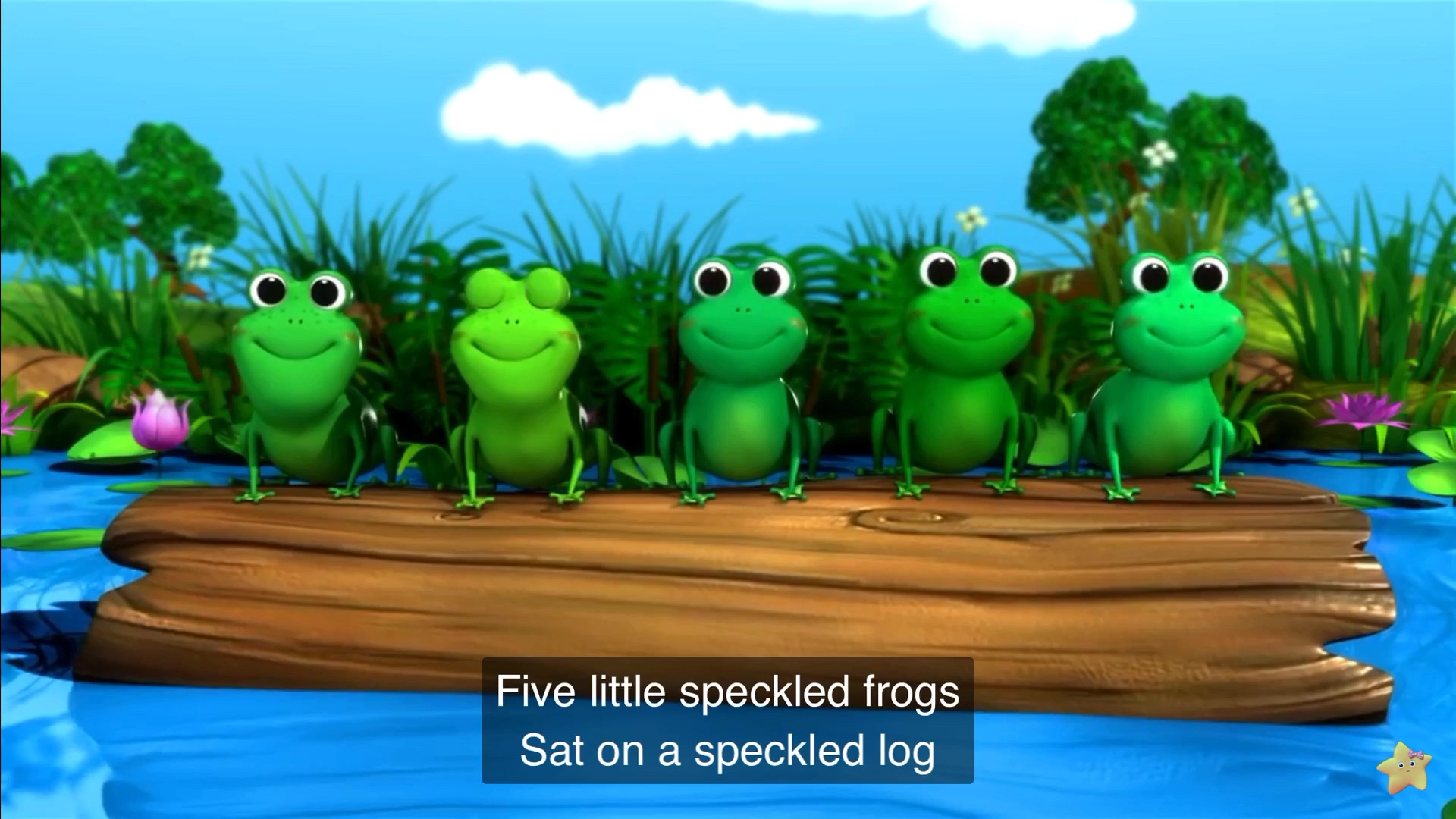 英文儿歌:五只小斑蛙five little speckled frogs(英文字幕)