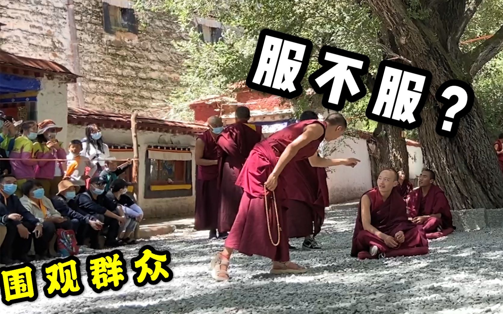 西藏围观僧人“吵架”抓拍色拉寺辩经的百态，言辞激烈手舞足蹈