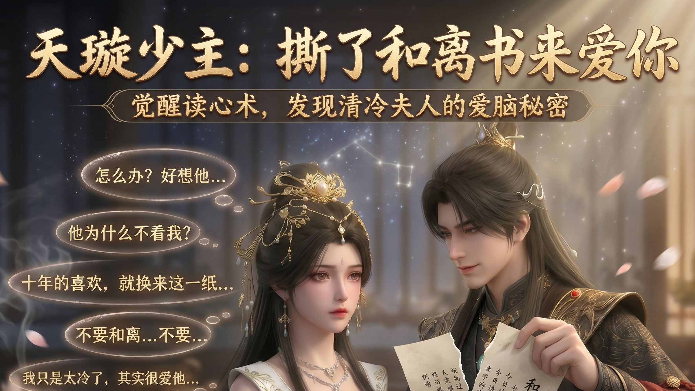 [已完结]以为妻子厌恶包办婚姻的天玄宗未来宗主，为了给她自由准备了和离书，却在神识受损意外觉醒“专属读心术”后，撞破了清冷妻子心中狂热的恋爱脑与暗恋十年的秘密