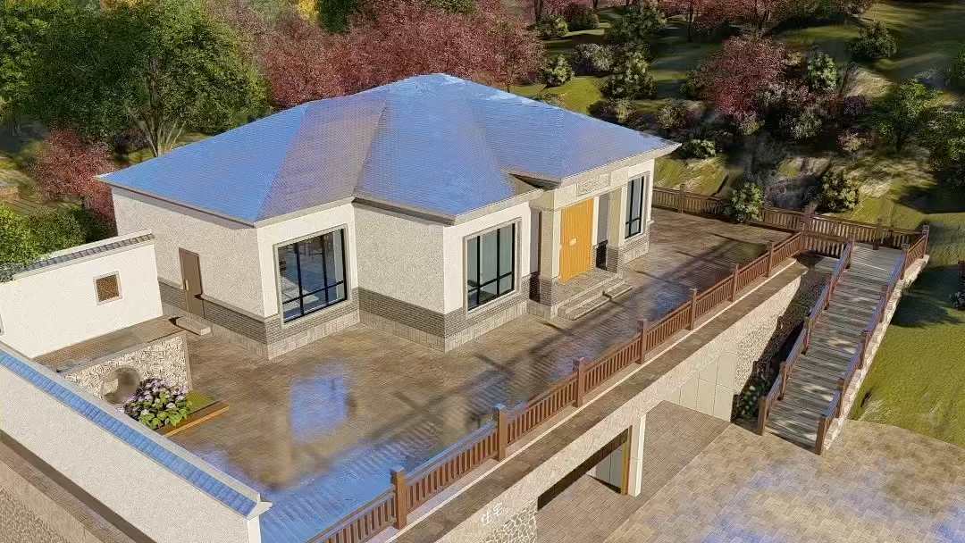 农村平房一定这样建，架空车库，楼梯对坡