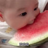 人类幼崽第一次吃西瓜，一发不可收拾，像小仓鼠一样开始抢食