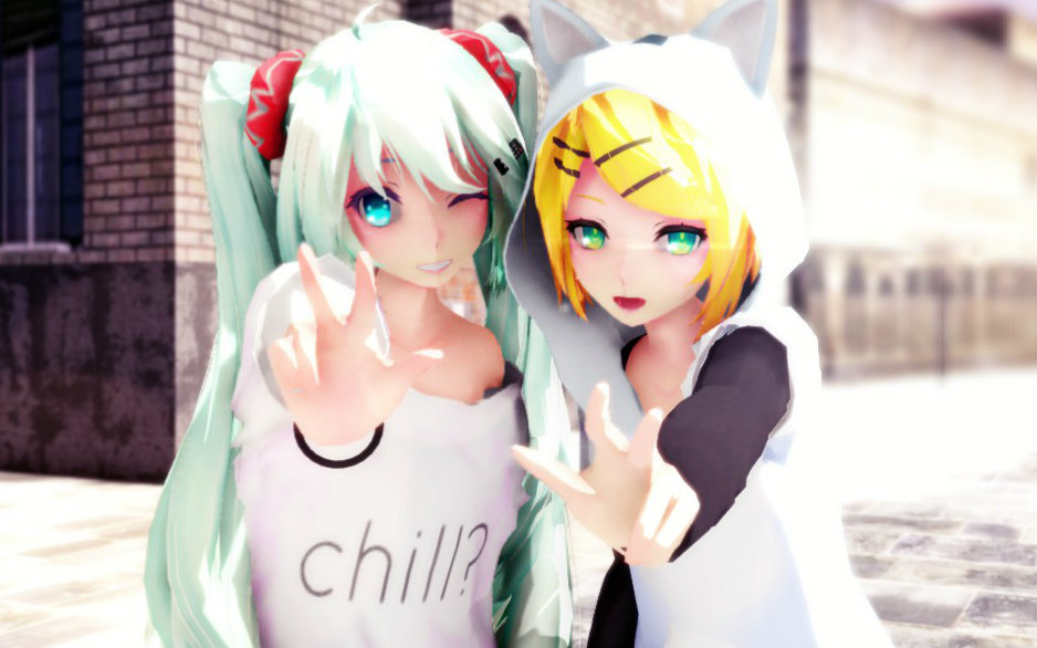 MMD/镜头配布】休闲街风Miku&Rin・正式版『Problem/The boys/Rather be 
