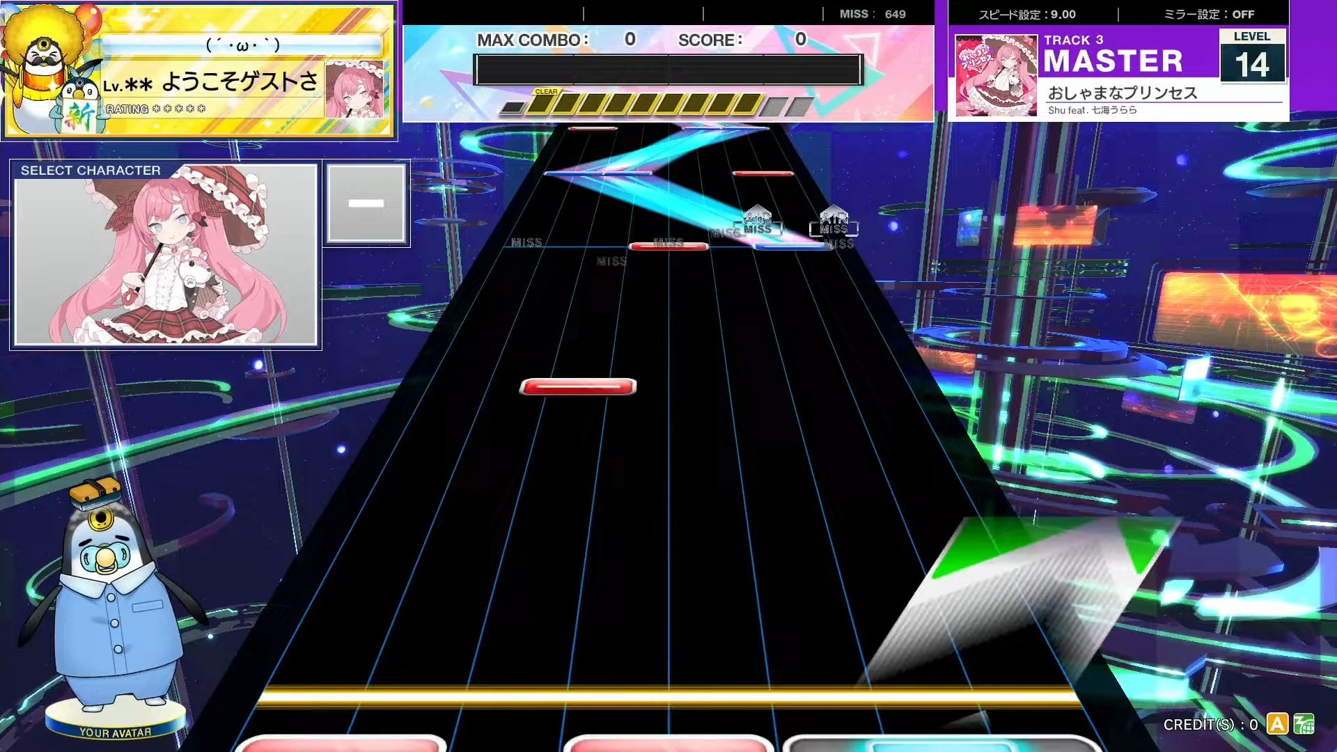 【CHUNITHM/中二节奏】谱面确认 おしゃまなプリンセス [MASTER 14+] (流速9.0)