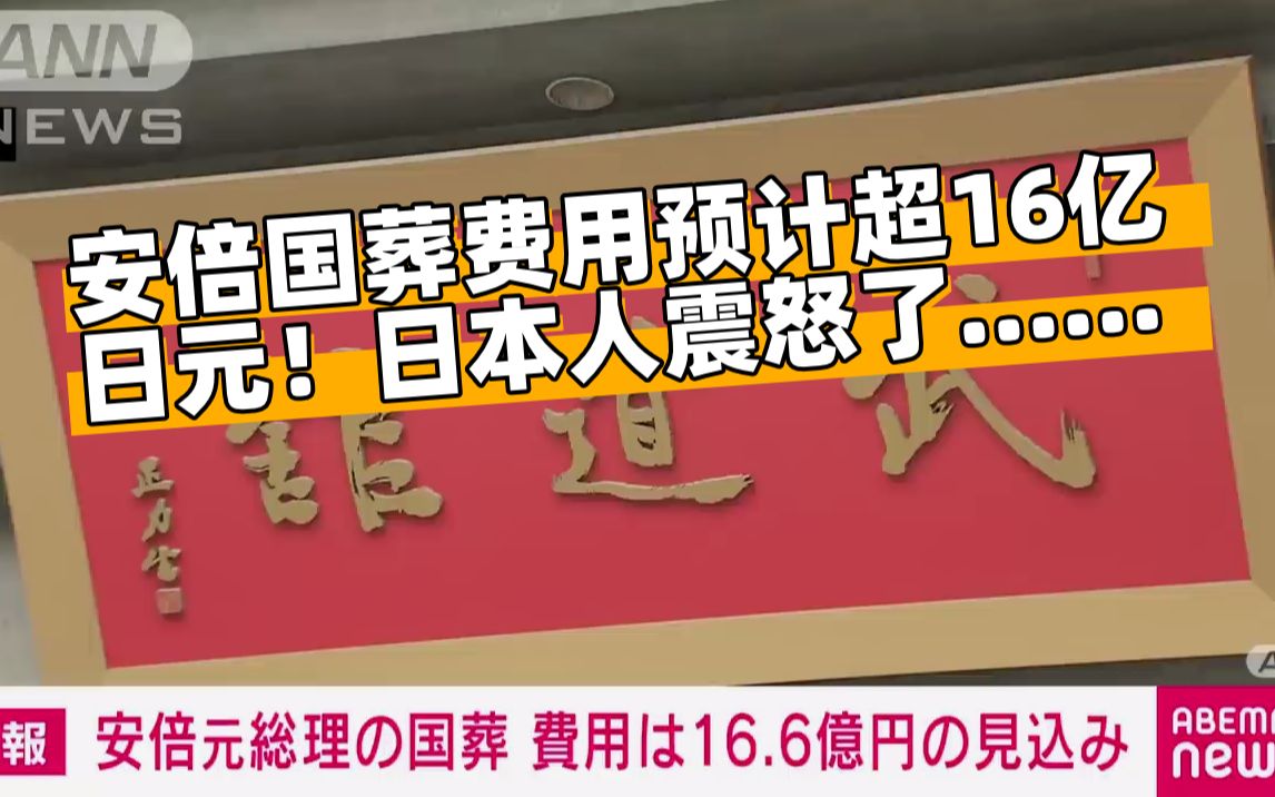 安倍国葬费用预计超16亿日元!日本人震怒了哔哩哔哩bilibili