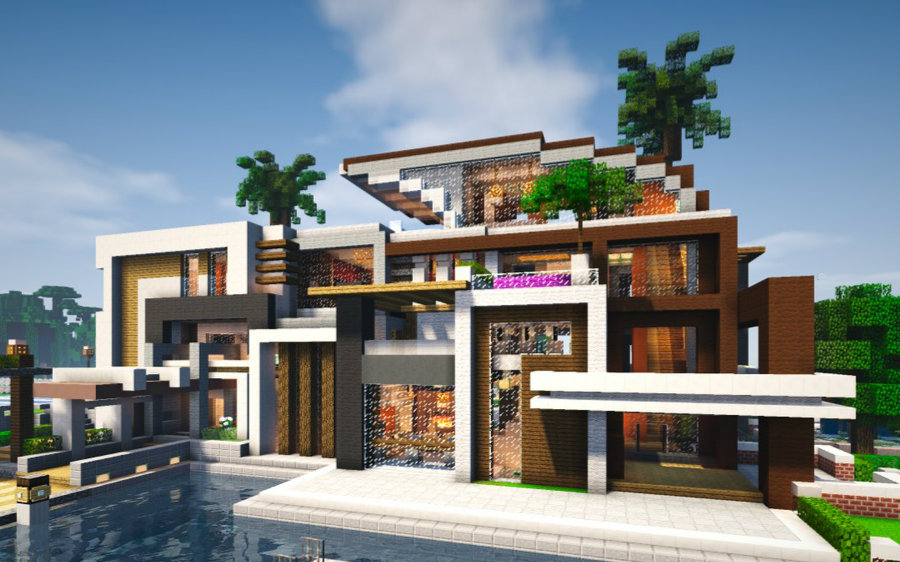 地图欣赏 新风 Minecraft 现代棕榈景观别墅 我的世界 哔哩哔哩 つロ干杯 Bilibili