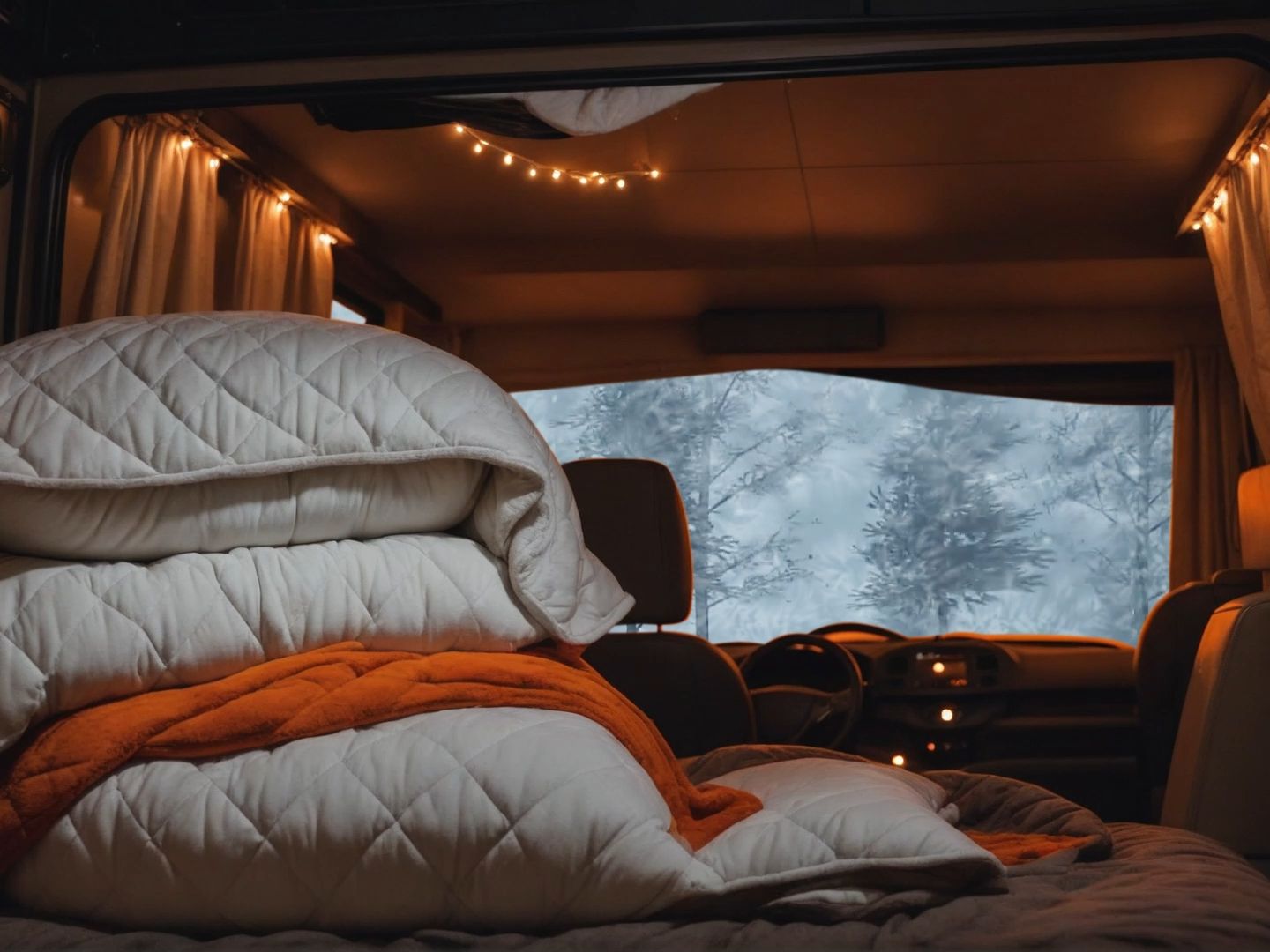 旅途遇到暴风雪，在舒适房车里放松入睡吧！风雪声