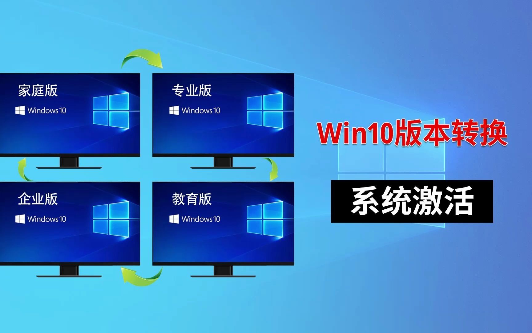 Windows10 电脑激活，家庭版、专业版，各版本一键转换！