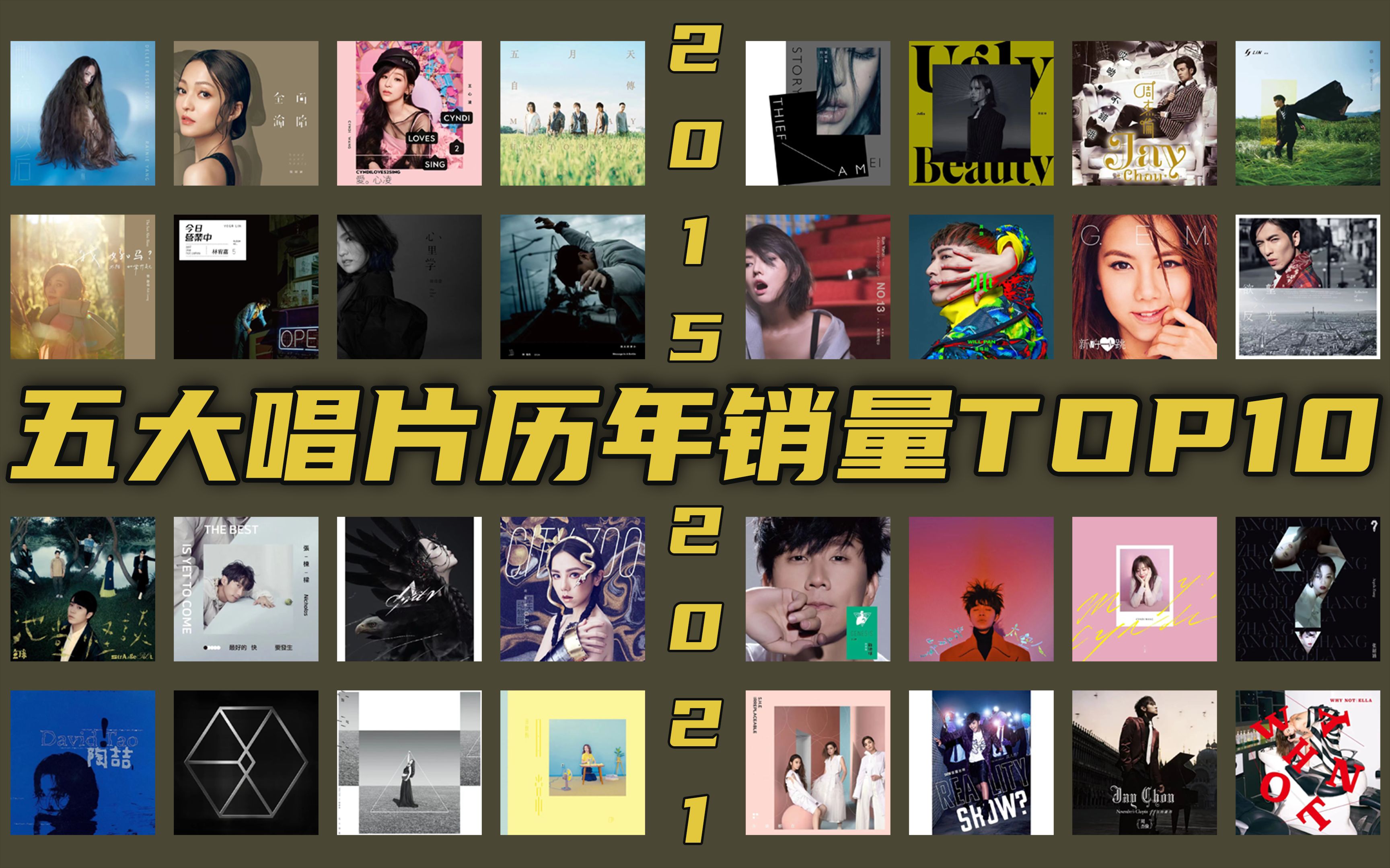 【榜单盘点】五大唱片历年唱片销量榜TOP10(下)2015至2021