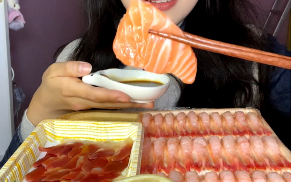 无人声纯享｜三文鱼 北极贝 糯糯的甜虾