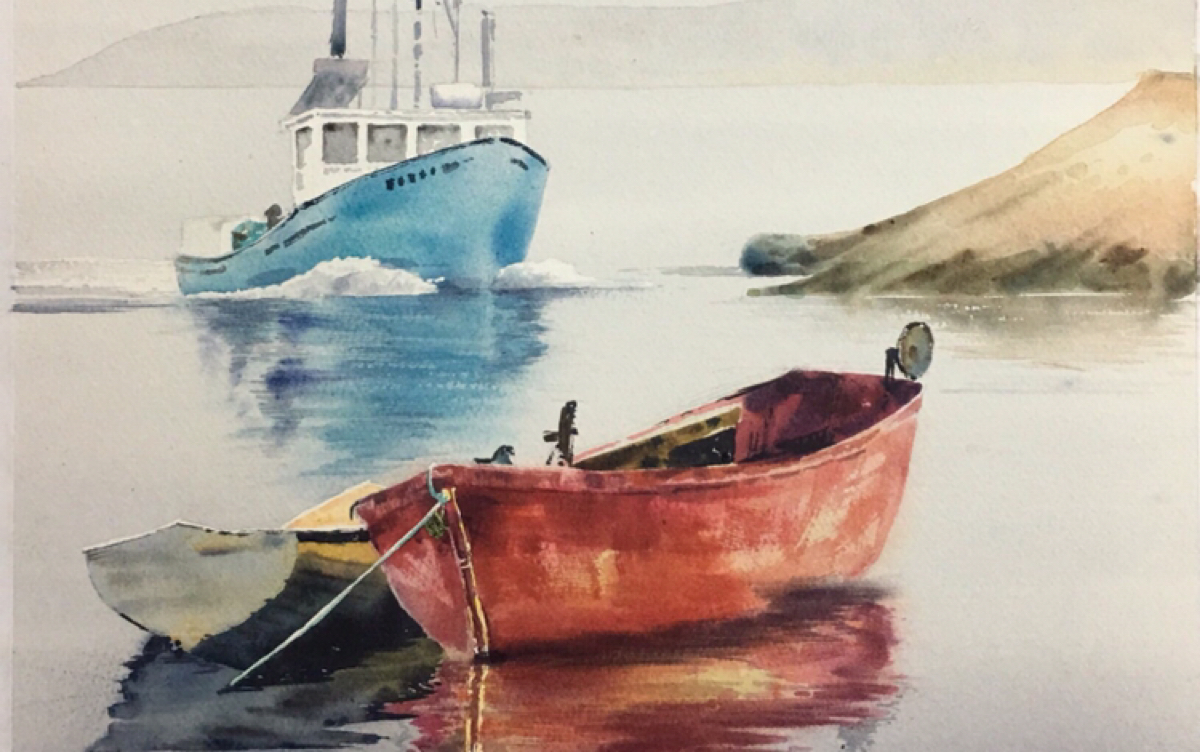 水彩画「一艘の船」