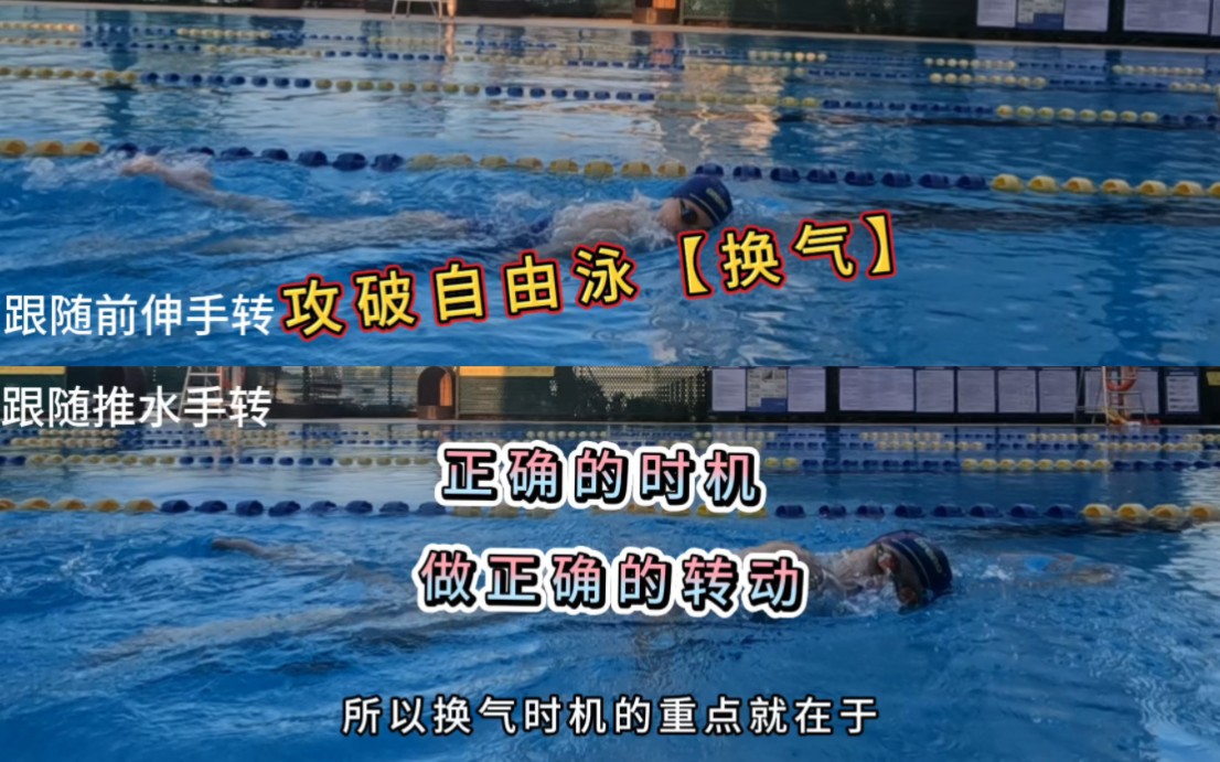 攻破自由泳【换气】正确的时机做正确的转动