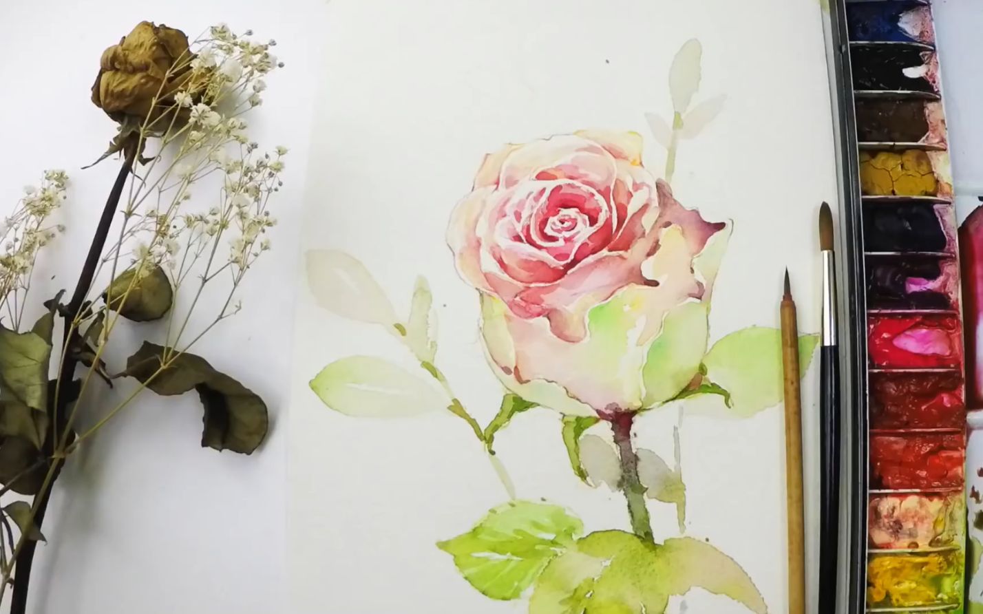 絵画 水彩画 薔薇 sachiko サチコ 22い314