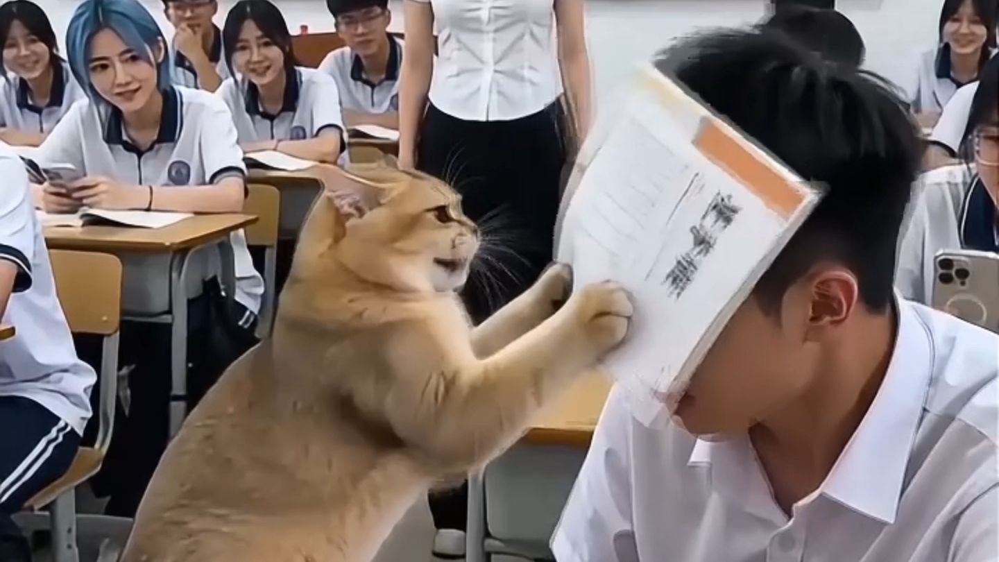 都怪猫要不是猫老师也不能发现男生睡觉
