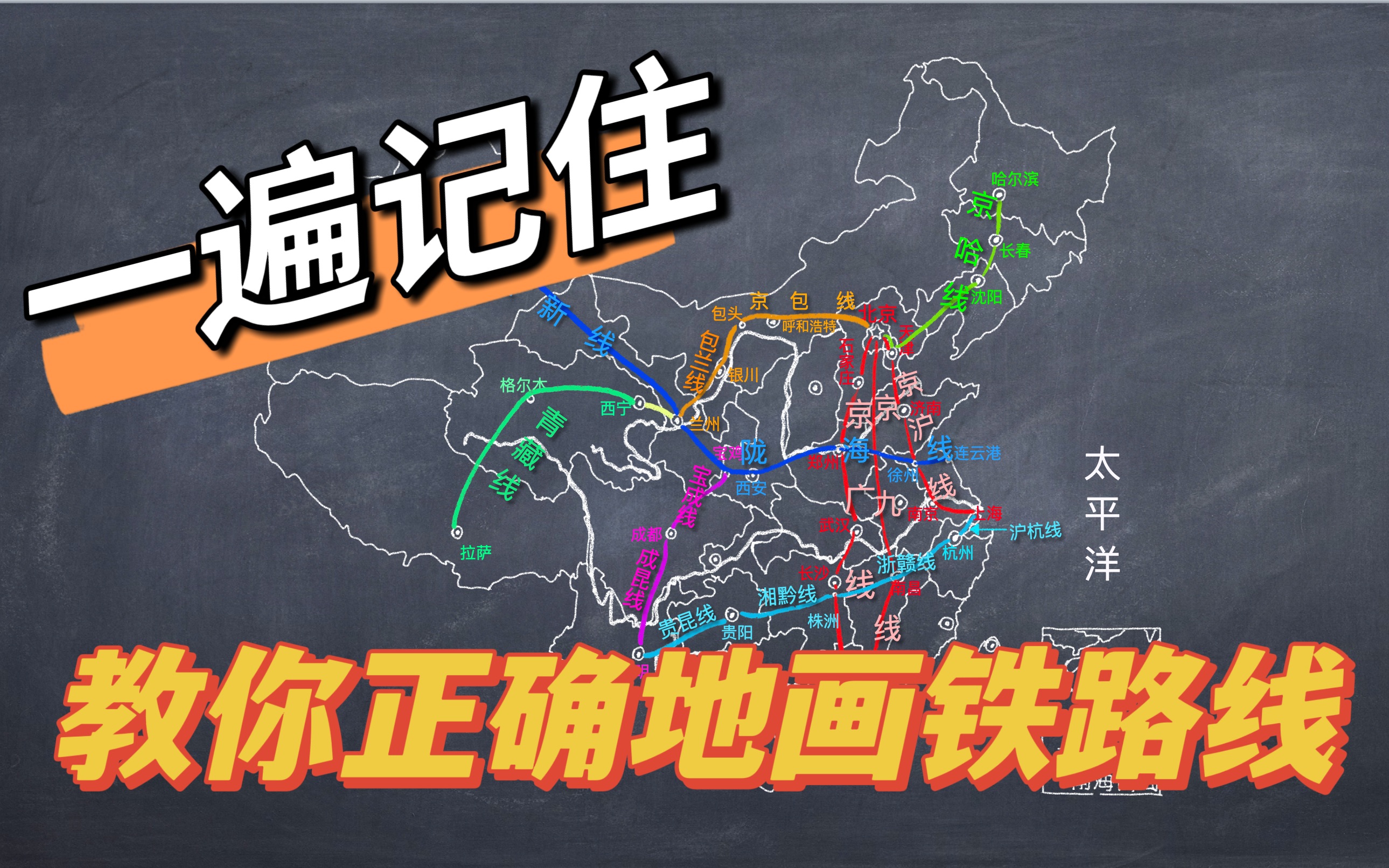 中考地理知识复习详解：正确的画铁路线/中国的主要铁路干线和枢纽