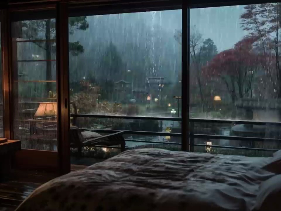走到床上，闭上眼睛。雨声是大自然最好的安眠药