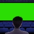 【绿幕素材】孤独的男生独自看电影，电影院屏幕......