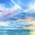 【画时光】水彩风景绘画教程  用湿画法带你们画最蓝的天