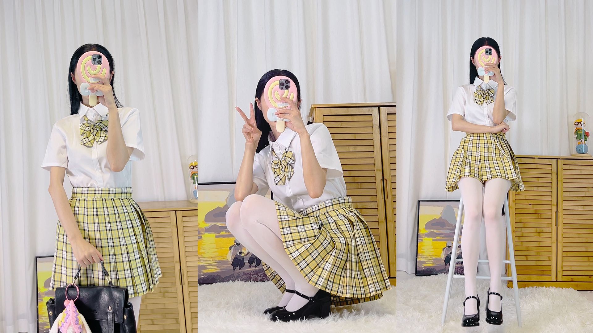黄格裙配白袜 | 小学妹的jk日常