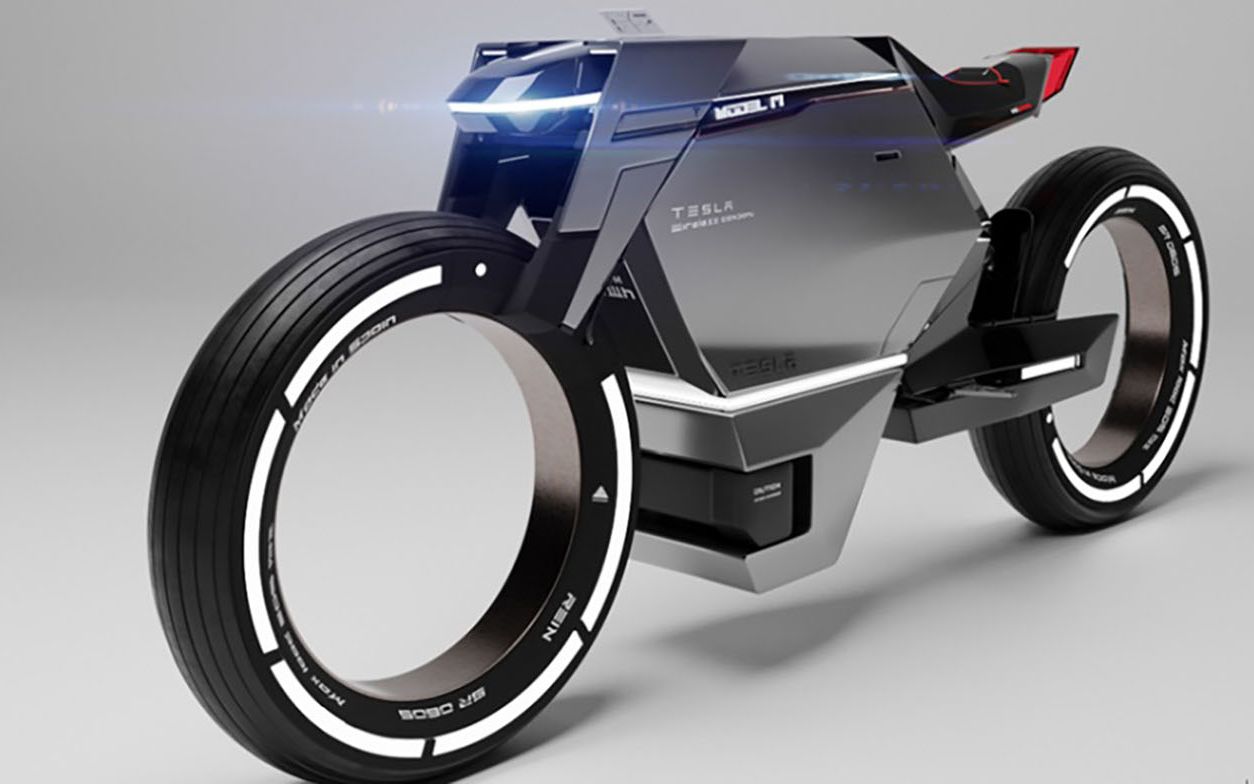 特斯拉造摩托车了，采用无轮毂车轮，未来感十足