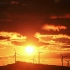 空镜头视频 夕阳下火烧云风车风力发电 素材分享