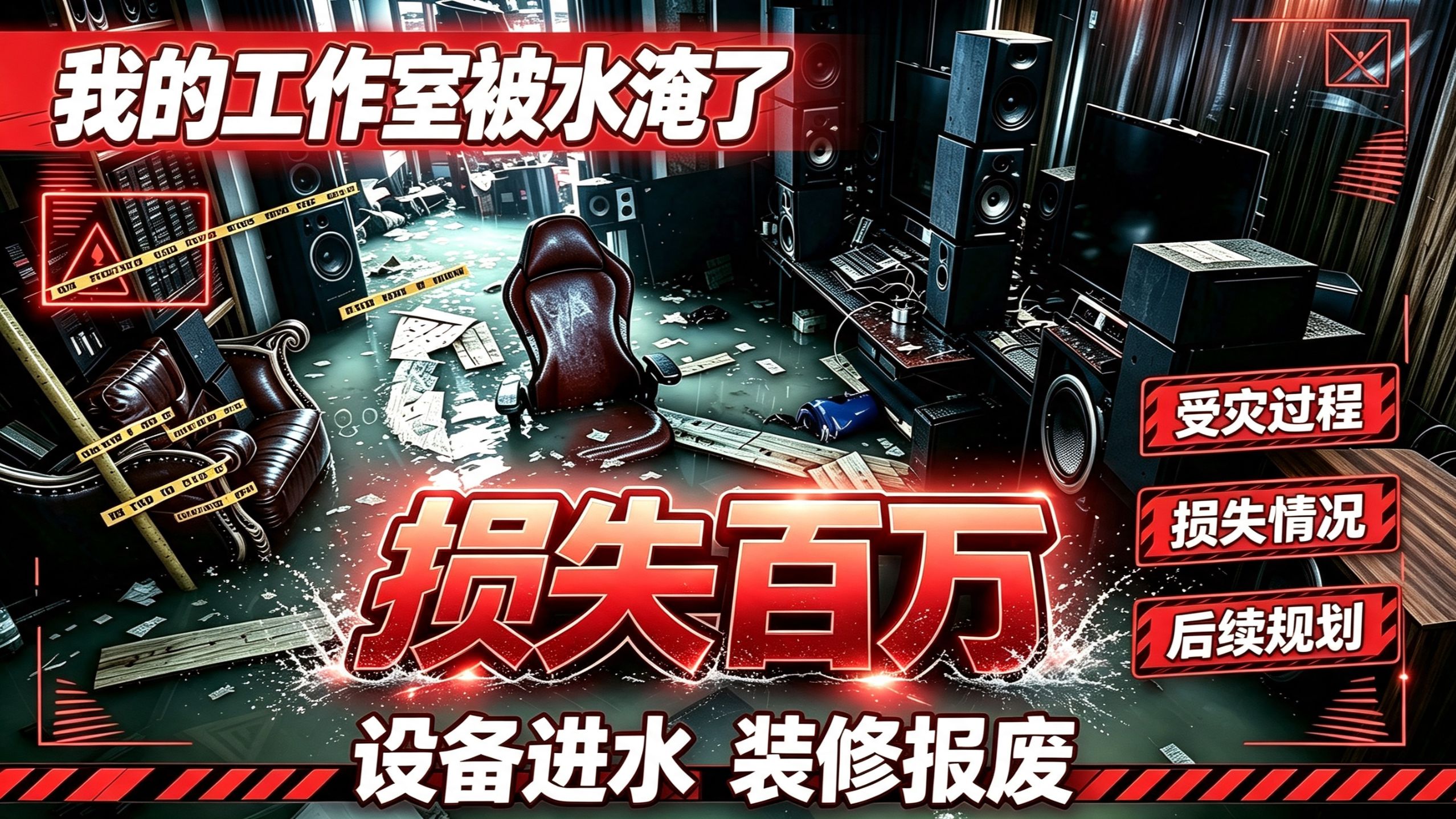 损失百万！我的工作室被水淹了！设备进水！装修报废！聊聊受灾过程和后续规划！