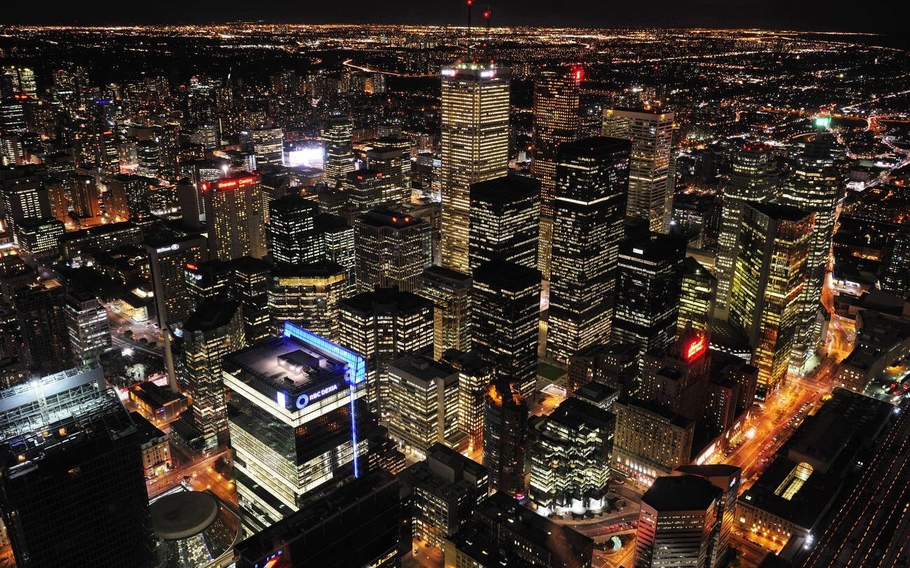 航拍多伦多城市夜景灯光