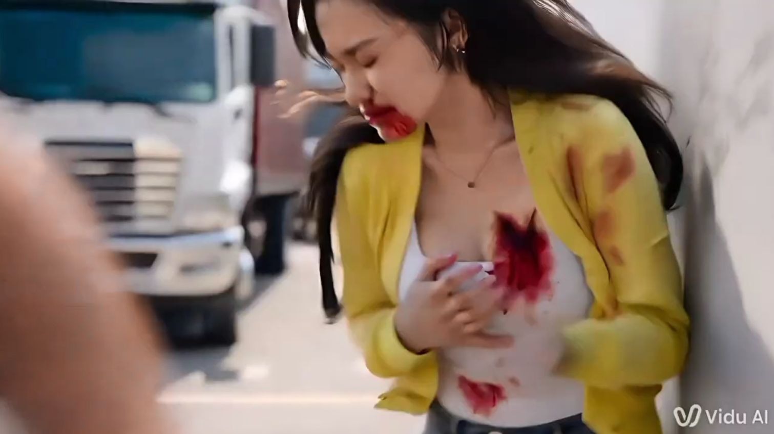 黃衣功夫女慘遭壯漢狂毆吐血