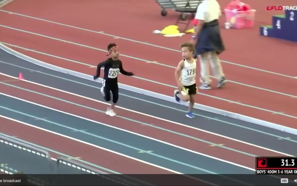 400米跑 美国5岁级别的 冠军成绩1：30