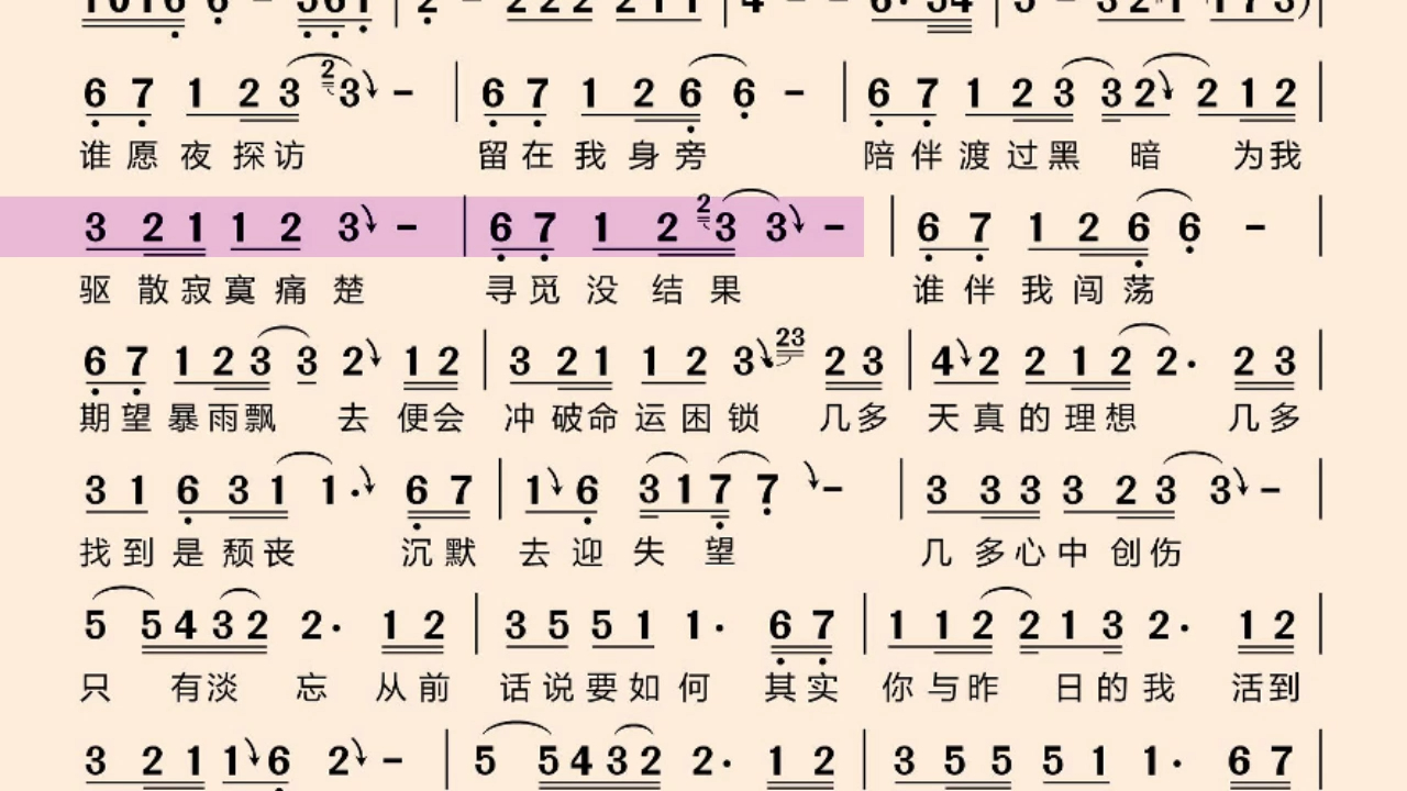 Beyond - 谁伴我闯荡#伴奏#简谱#动态简谱有声伴奏#港台经典#