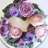 【蛋糕装饰教程收集】粉紫色系英国玫瑰花环蛋糕-奶油霜裱花