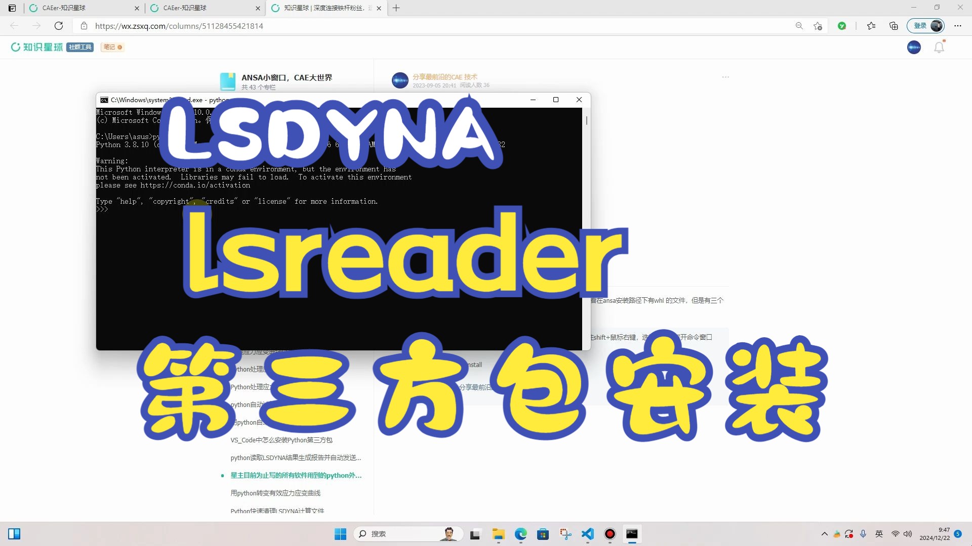 安装读取LSDYNA后处理的第三方包lsreader