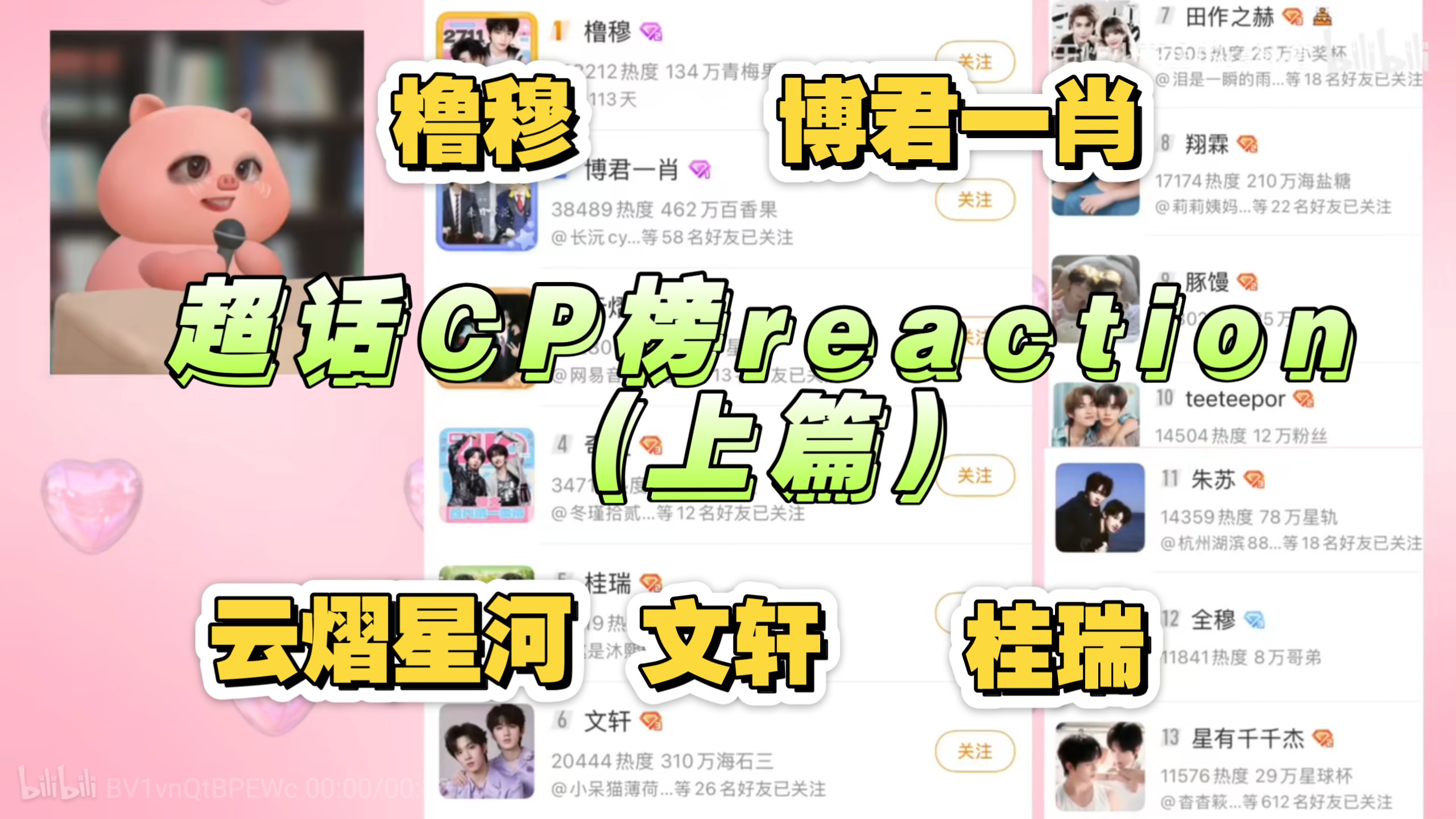【CP榜reaction上篇】路人看cp榜视频 被震惊到了
