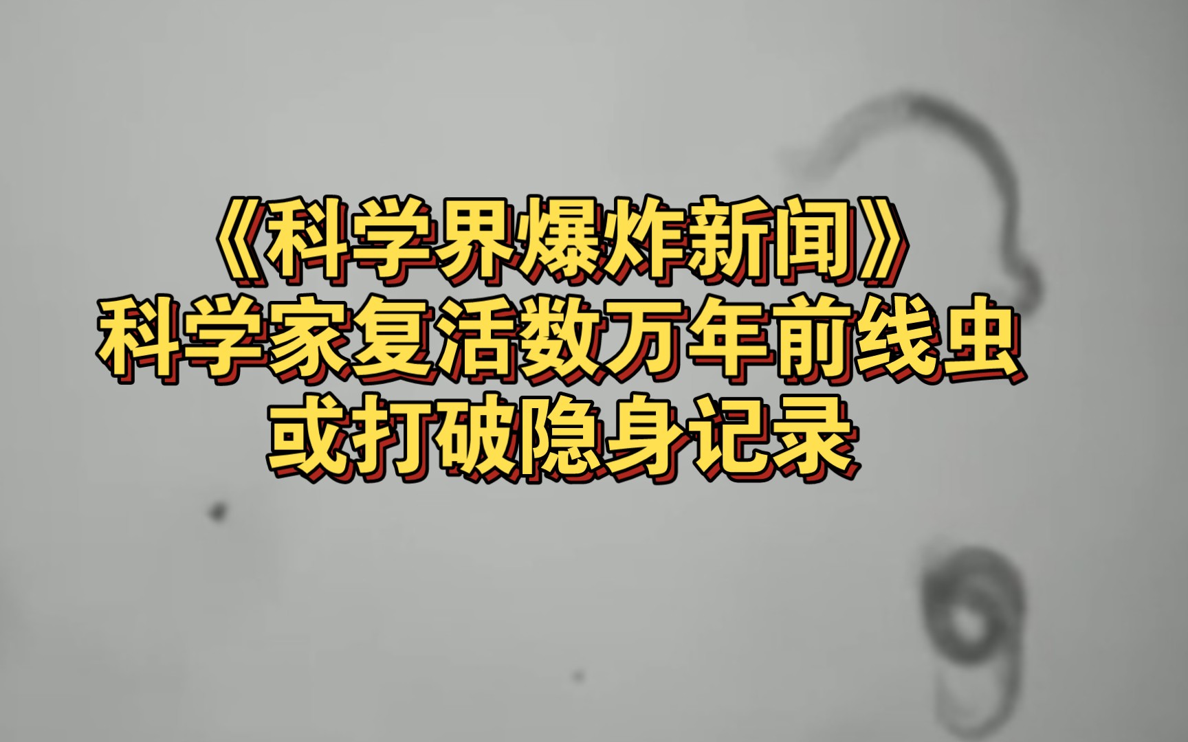 震惊科学界!冰冻了近5万年的线虫被复活哔哩哔哩bilibili