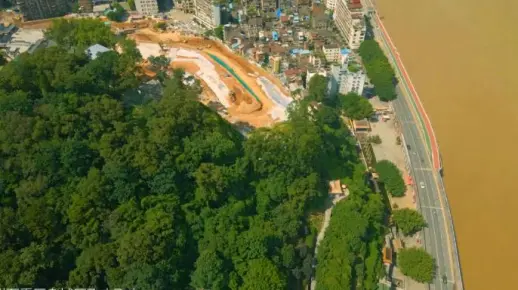 广西梧州市万秀区老城区俯瞰视角