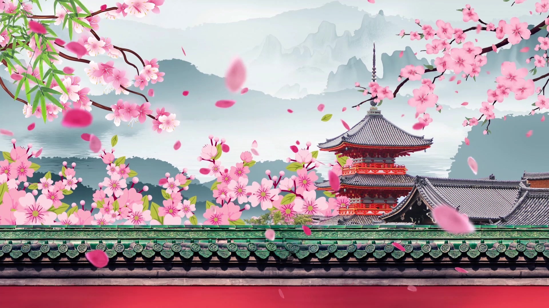 醉花间 古典舞蹈配乐成品视频古风唯美桃花LED大屏幕背景视频素材