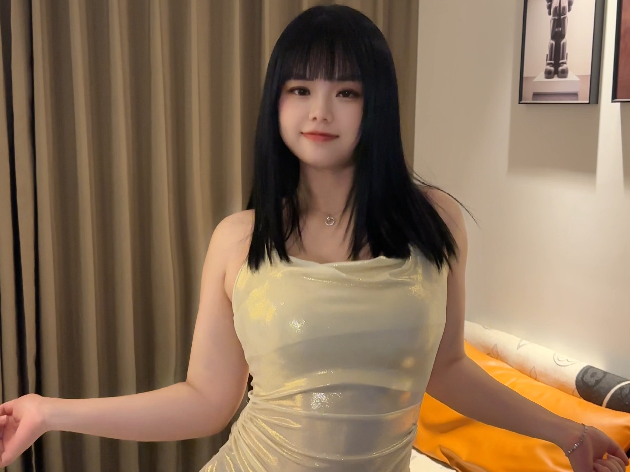 It's black and straight.