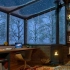 冬日雪天森林中的书房｜氛围自习室｜温暖烤火声、屋顶上的落雪