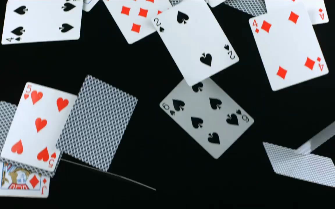 视频素材 ▏k1189 扑克落下黑屏幕后期合成动态视频背景素材
