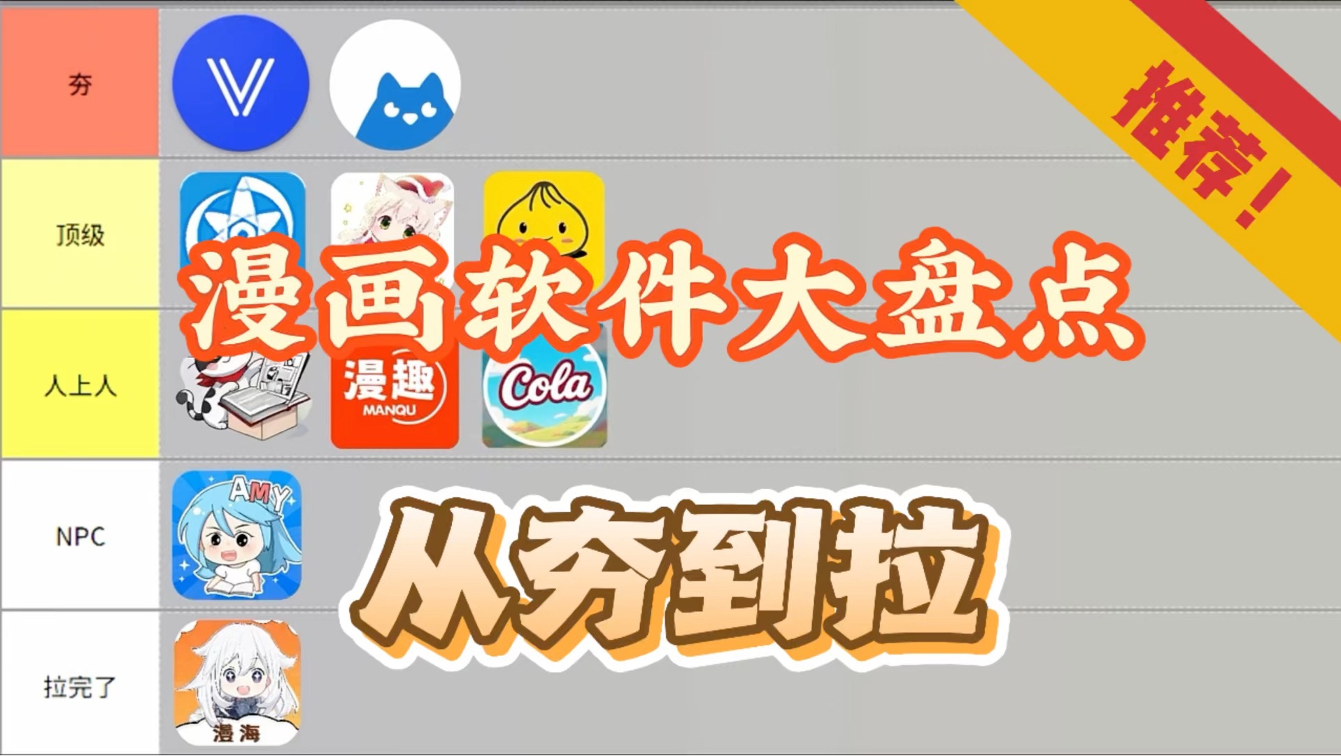 【2026】最新漫画软件从夯到拉大盘点，集合软件的所有优缺点点评。哪一款是你的菜？