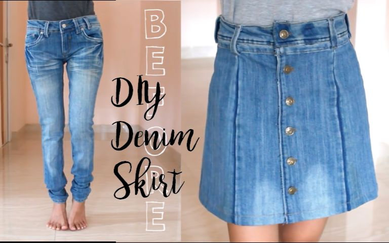 diydenimskirt旧牛仔裤改造成牛仔短裙