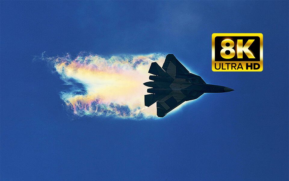 战斗机机动性的巅峰之作，唯美于暴力的完美融合，俄罗斯上空的守护神鹰，隐形五代机Su-57极致震撼时刻！！8K超高清！！！